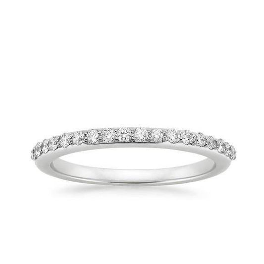2 Ct Round Brilliant Genuine Cut Diamond Wedding Band 14K White Gold