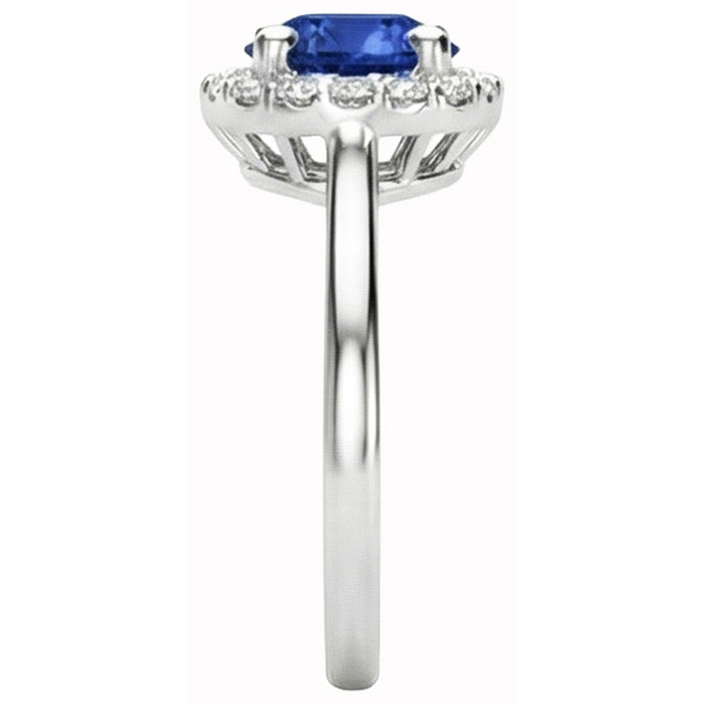 2 Ct Round Ceylon Sapphire Halo Natural Earth Mined Diamond Ring