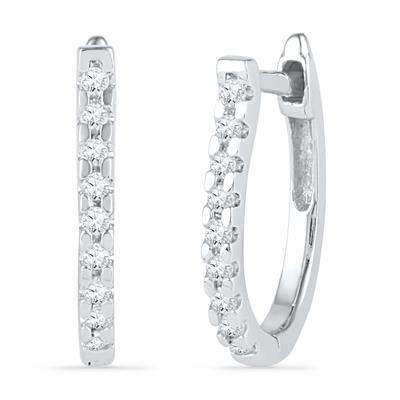 2 Ct Round Cut Diamonds Hoop Genuine Women Earring 14K White Gold
