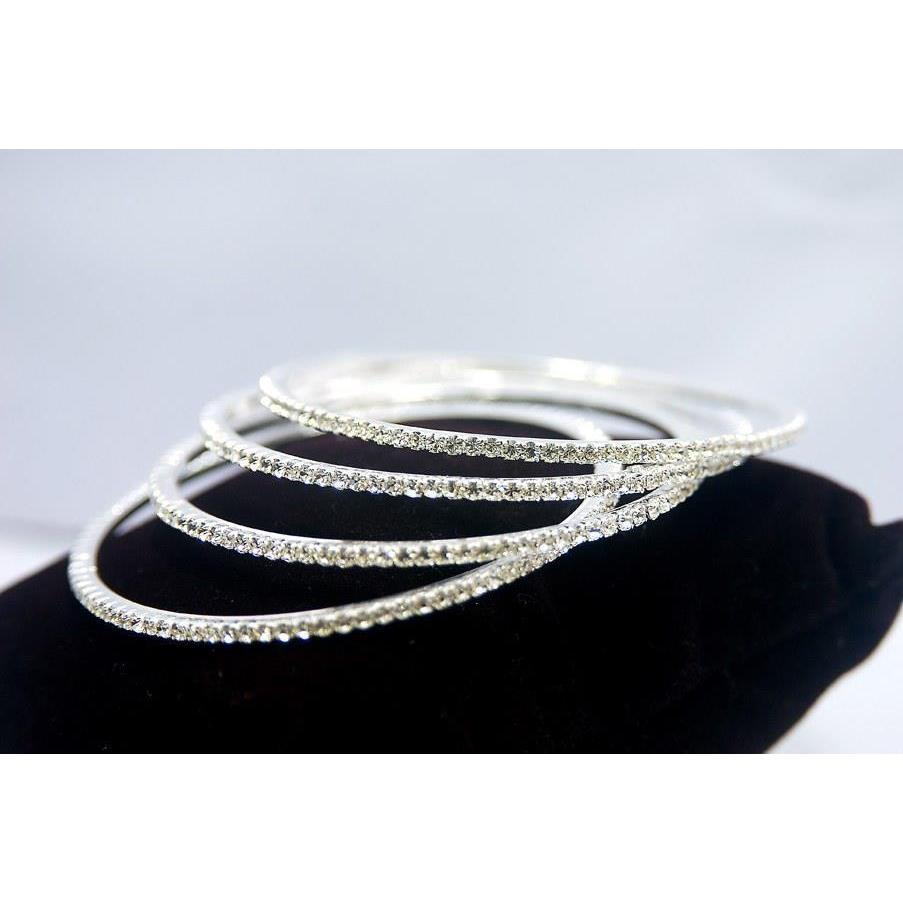 2 Ct Round Cut Genuine Diamond Bangle 14K White Gold