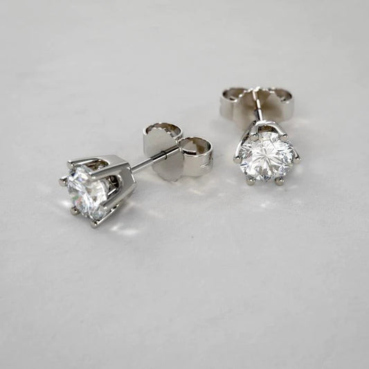 2 Ct Round Cut Genuine Diamond Studs Crown Setting Women Earring