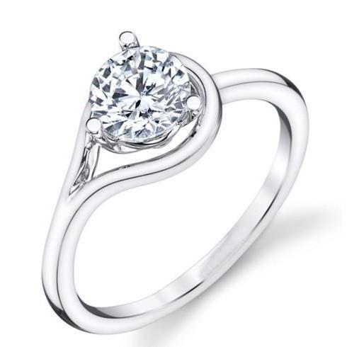 natural round diamond 2ct ring front view