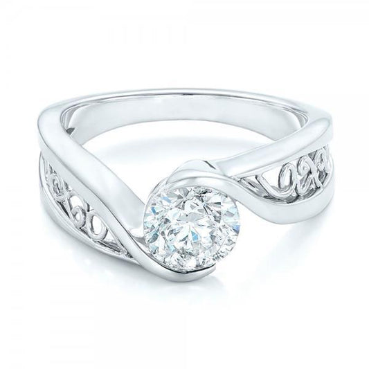 natural round diamond 2ct ring front view