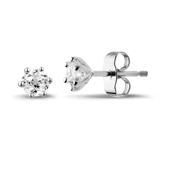 2 Ct. Six Prong Set Real Diamond Ladies Studs Crown Setting Gold 14K