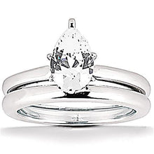 2 Cts. Real Diamond Pear Cut Engagement Band Set Gold Ring New