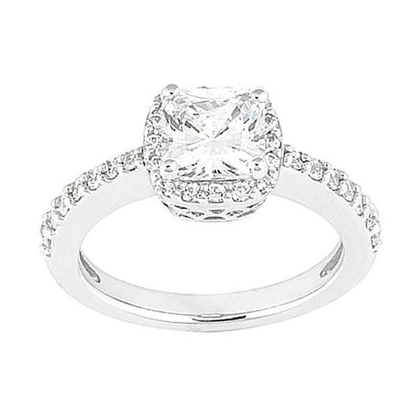 2.01 Carat Halo Cushion Center Real Natural Earth Mined Diamond Engagement Ring White Gold 14K