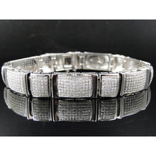 20 Carats Princess Shape Real Diamond Men Bracelet White Gold 14K