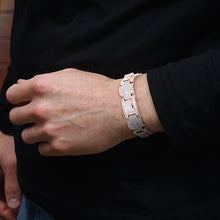 20 Carats Pave Set Princess Cut Natural Earth Mined Diamond Men Bracelet White Gold 14K