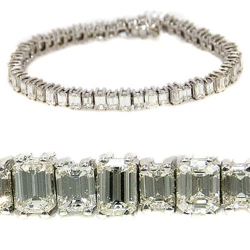 20.80 Ct Emerald Cut Real Diamond Tennis Bracelet Solid White Gold Jewelry