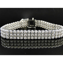 24 Carats Round Three Row Real Diamond Men Bracelet White Gold 14K