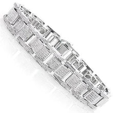 25 Carats Genuine Diamond Men Bracelet Jewelry Solid White 14K Gold