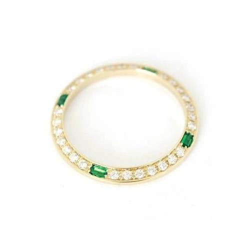 26 mm 1.50 Carats Bezel To Fit Datejust Custom Emerald & Real Diamond Lady T Or Date Watch