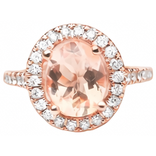 27.50 Ct Solitaire With Accent Morganite With Natural Earth Mined Diamonds Ring Gold 14K