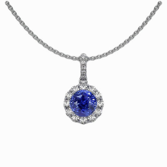 Shimmering Cornflower Blue Sapphire Precious Stone Pendant 1 ct – main view