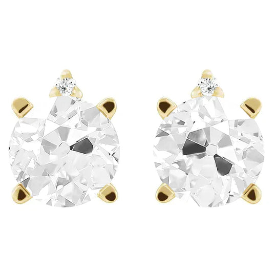 Earrings 14 Karat Yellow Gold with Diamond – front view