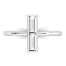 2 Stone Ring 2 carats Natural Diamonds Baguettes