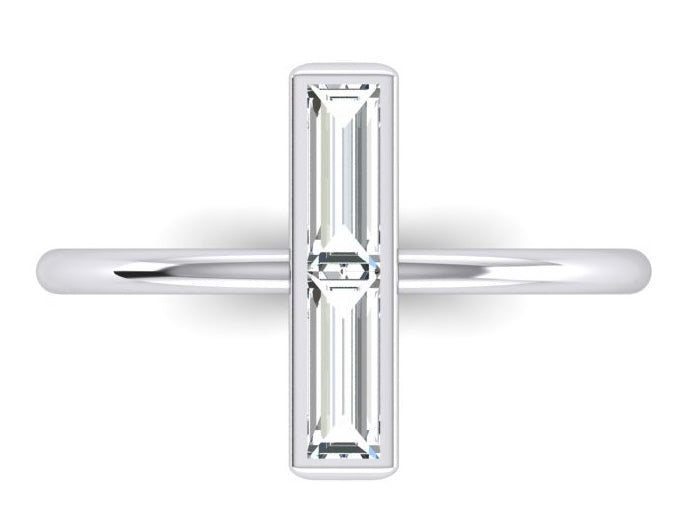 2 Stone Ring 2 carats Natural Diamonds Baguettes