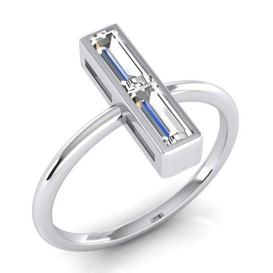 2 Stone Ring 2 carats Natural Diamonds Baguettes