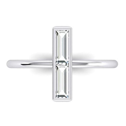 2 Stone Ring 2 carats Natural Diamonds Baguettes