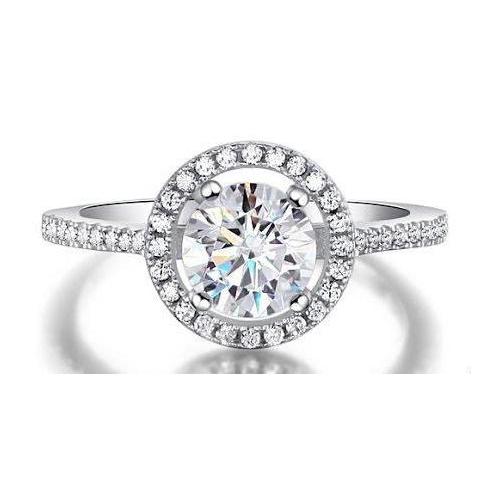 natural round diamond 2.00ct ring front view