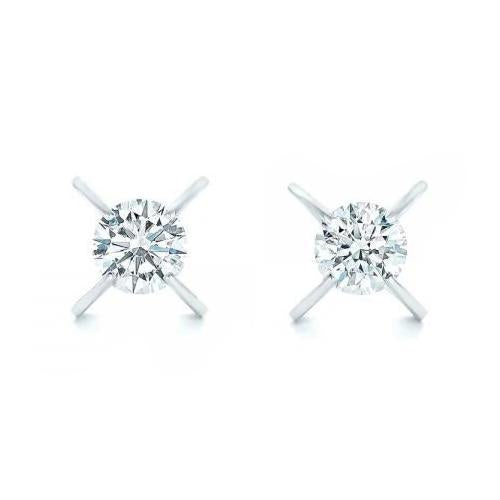 2.00 Ct Round Brilliant Cut Real Diamonds Women Studs Earring White Gold