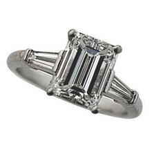 2.01 Ct. Emerald Real Diamond 3 Stone Engagement Ring New