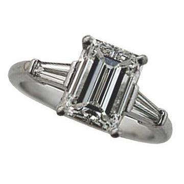 2.01 Ct. Emerald Real Diamond 3 Stone Engagement Ring New