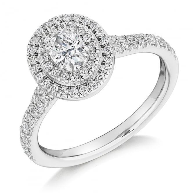 2.07 Carats Oval And Round Natural Earth Mined Diamond Halo Ring