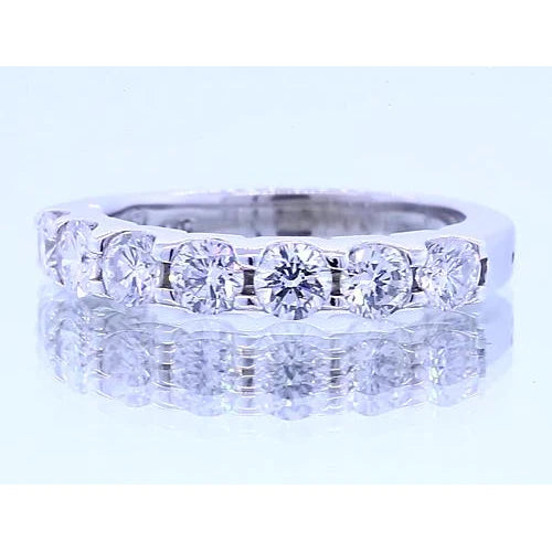 2.10 Carats Round Real Diamond Anniversary Band White Gold 14K