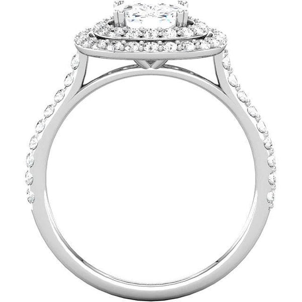 2.16 Carat Sparkling Cushion Round Natural Diamonds Wedding Ring Halo