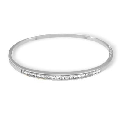 2.20 Carats Channel Set Round Diamond Bangle White Gold 14K