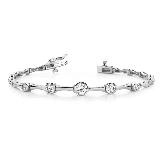 2.20 Ct Bezel Set Round Journey Style Natural Diamond Bracelet White Gold