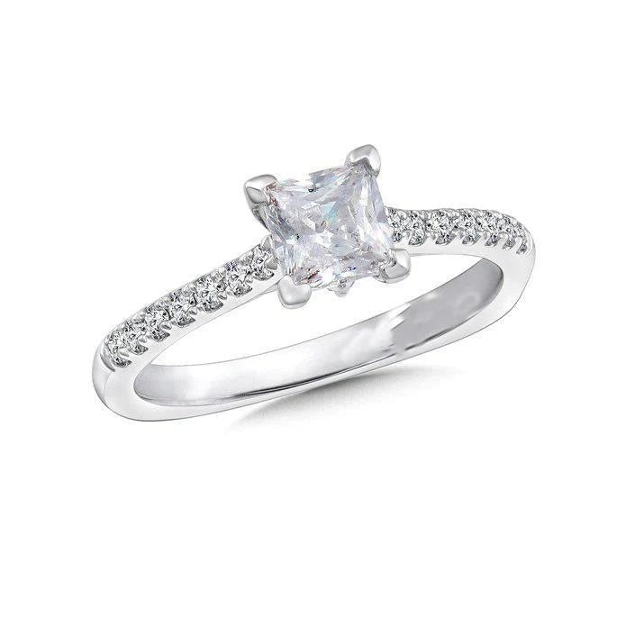 2.20 Ct Princess And Round Cut Real Diamond Wedding Ring Jewelry