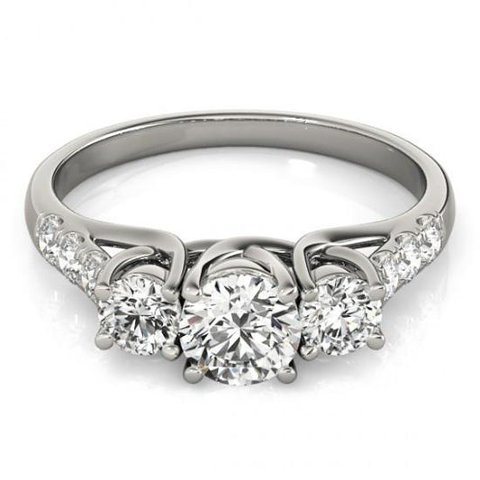 2.25 Carat Natural Diamonds Three Stone Style Engagement Ring New