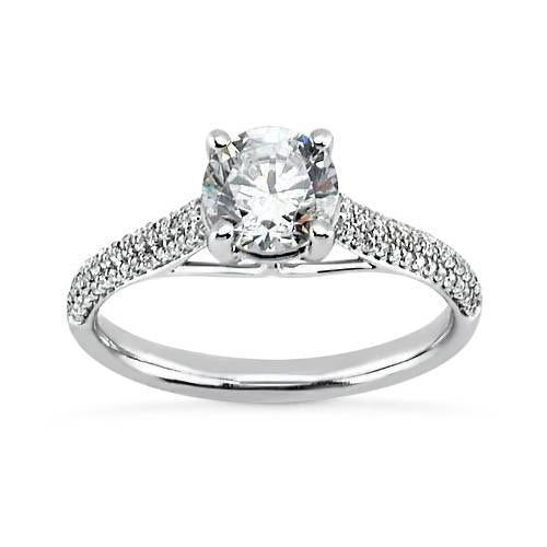 2.25 Carats Natural Diamond Engagement Ring With Accents White Gold 14K