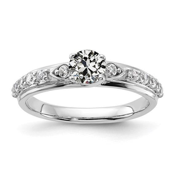 2.25 Carats Real Round Old Miner Diamond Wedding Ring With Accents