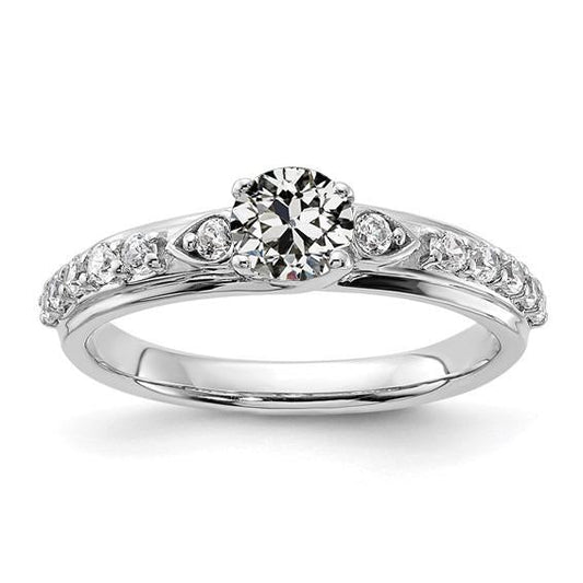 2.25 Carats Real Round Old Miner Diamond Wedding Ring With Accents