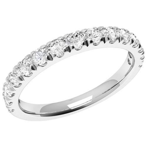 2.25 Carats Round Real Diamond Half Eternity Wedding Band Women Jewelry
