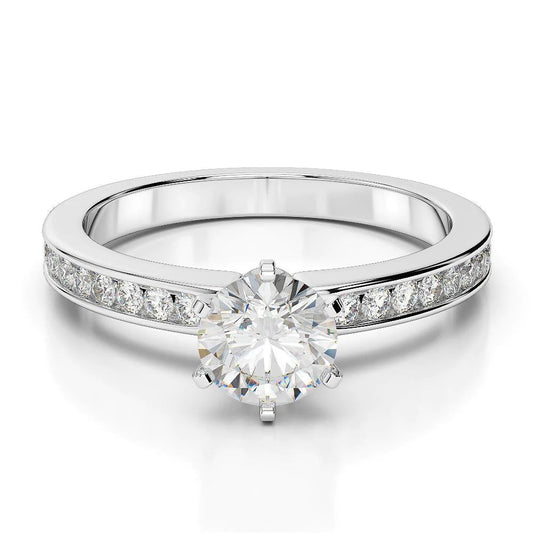 2.25 Carats Sparkling Round Real Diamond Engagement Ring White Gold 14K