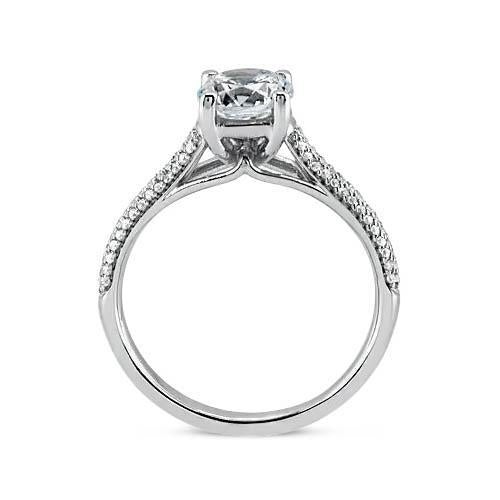 2.25 Ct Prong Set Round Brilliant Diamonds Ring With Accents