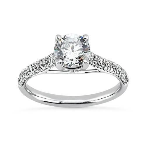 2.25 Ct Prong Set Round Brilliant Real Natural Earth Mined Diamonds Ring With Accents