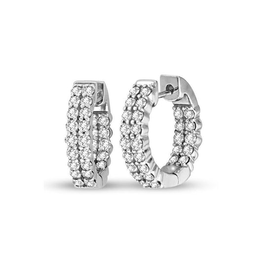 2.25 Ct Round Brilliant Cut Natural Diamonds Lady Hoop Earrings Gold White 14K