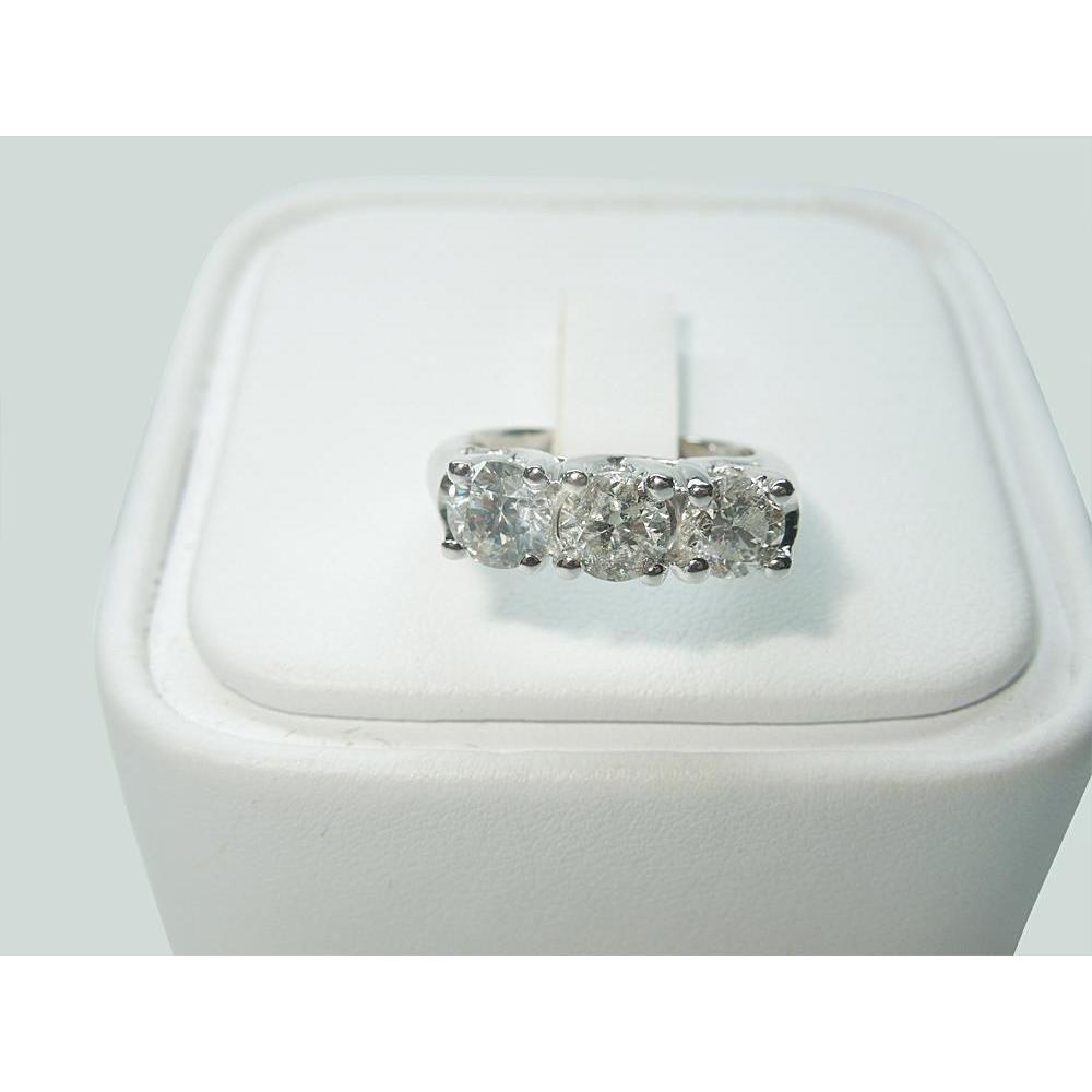 2.25 Ct. Round Genuine Diamond Three Stone Lucida White Gold New