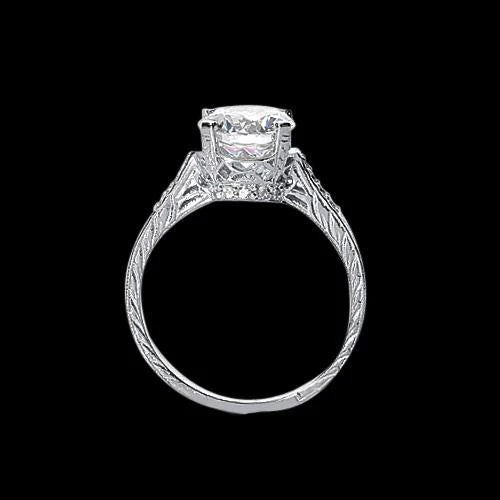 2.26 Carat Real Diamond Vintage Style Wedding Ring White Gold