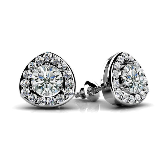 2.3 Ct Brilliant Cut Round Cut Genuine Diamonds Lady Studs Earrings Gold Halo
