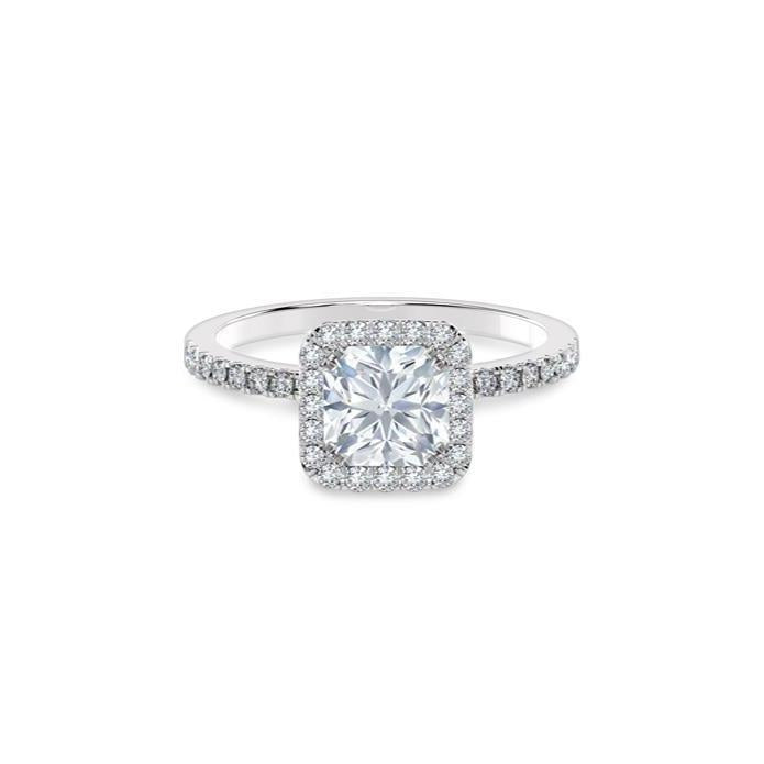 2.32 Ct Princess & Round Cut Real Diamond Engagement Ring Halo White Gold 14K