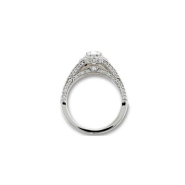 2.35 Carats Real Diamond Oval Halo Anniversary Ring Split Shank White Gold 14K