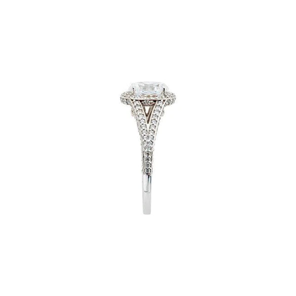 2.35 Carats Real Diamond Oval Halo Anniversary Ring Split Shank White Gold 14K