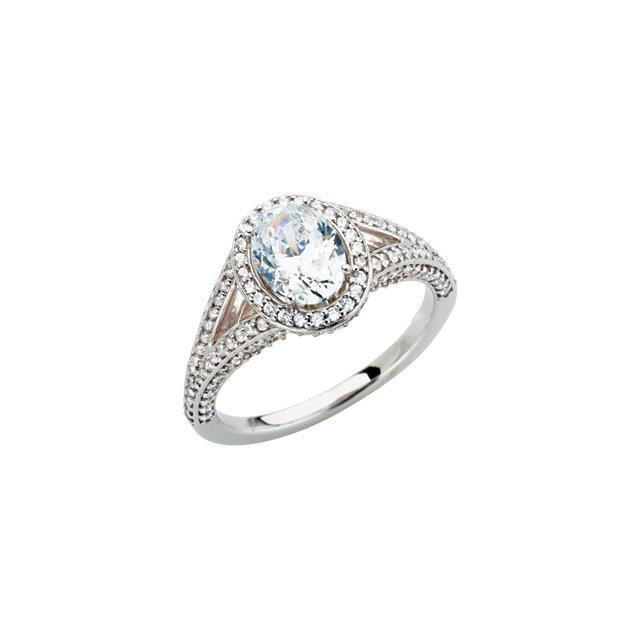 2.35 Carats Real Diamond Oval Halo Anniversary Ring Split Shank White Gold 14K