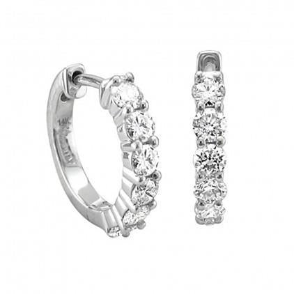 2.4 Ct Prong Set Round Real Natural Earth Mined Diamond Hoop Earring